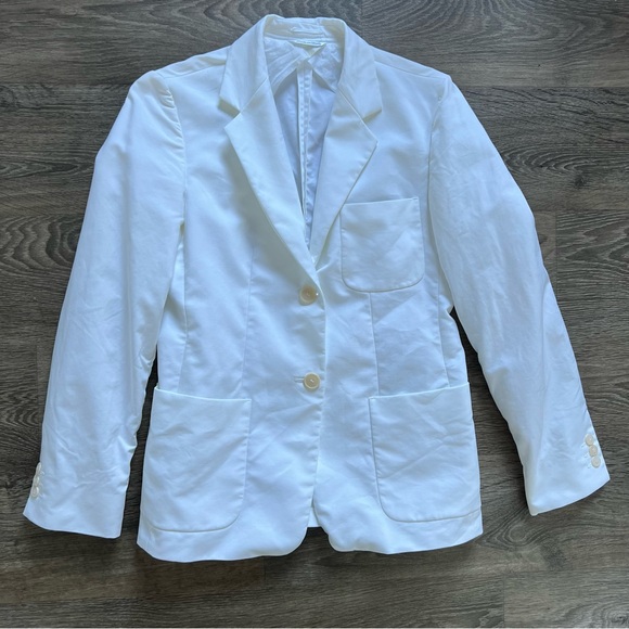 MaxMara White Blazer Max Mara White Cotton 2-Button Blazer US Women's size 6 - Picture 2 of 11